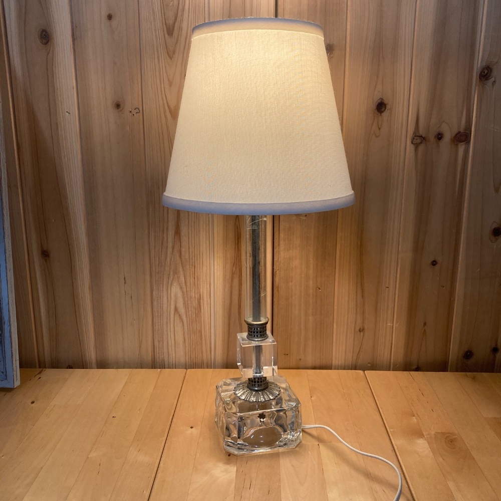 Small Medium Vintage Glass Table Lamp - Picture 3 of 6